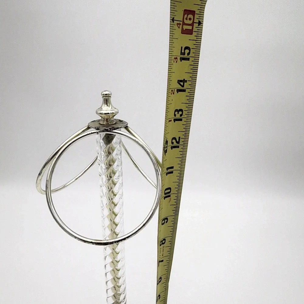 VTG Hollywood Regency Glass Lucite Metal 3-Ring Fingertip Towel Stand